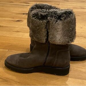 Aquatalia Dark Brown Fur-Trimmed Winter Boots